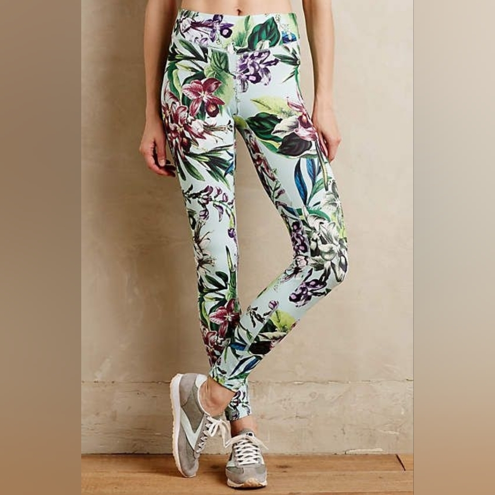 { Anthropologie } Lovina Leggings Pure + Good Floral Yoga